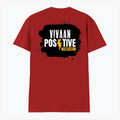 Men's V-Neck T-Shirt | Regular Fit | 180 GSM Bio-Washed Cotton | DTG Print | Durable | Personalized | DTG | Bold | Positivity | Motivation | Everyday | Energetic | Positive Vibes Only - back - Red - mockup 2