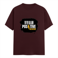 Classic Crew T-Shirt | Men's Regular Fit | 180 GSM Bio-Washed Cotton | DTG Print Ready | Double-Stitched & Ribbed Neck | Personalized | DTG | Bold | Positivity | Motivation | Everyday | Energetic | Positive Vibes Only - front - Maroon - mockup 1