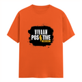 Classic Crew T-Shirt | Men's Regular Fit | 180 GSM Bio-Washed Cotton | DTG Print Ready | Double-Stitched & Ribbed Neck | Personalized | DTG | Bold | Positivity | Motivation | Everyday | Energetic | Positive Vibes Only - front - Orange - mockup 1