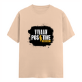 Classic Crew T-Shirt | Men's Regular Fit | 180 GSM Bio-Washed Cotton | DTG Print Ready | Double-Stitched & Ribbed Neck | Personalized | DTG | Bold | Positivity | Motivation | Everyday | Energetic | Positive Vibes Only - front - Peach - mockup 1