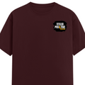 Classic Crew T-Shirt | Men's Regular Fit | 180 GSM Bio-Washed Cotton | DTG Print Ready | Double-Stitched & Ribbed Neck | Personalized | DTG | Bold | Positivity | Motivation | Everyday | Energetic | Positive Vibes Only - left pocket - Maroon - mockup 3