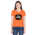 Women's Classic Crew T-Shirt | Regular Fit | 180 GSM Bio-Washed Cotton | DTF Print Ready | Double Stitched, Pre-Shrunk | Personalized | DTF | Bold | Positivity | Motivation | Everyday | Energetic | Positive Vibes Only - front - Orange - mockup 1