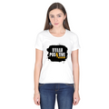 Women's Classic Crew T-Shirt | Regular Fit | 180 GSM Bio-Washed Cotton | DTF Print Ready | Double Stitched, Pre-Shrunk | Personalized | DTF | Bold | Positivity | Motivation | Everyday | Energetic | Positive Vibes Only - front - White - mockup 1