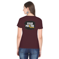 Women's Classic Crew T-Shirt | Regular Fit | 180 GSM Bio-Washed Cotton | DTF Print Ready | Double Stitched, Pre-Shrunk | Personalized | DTF | Bold | Positivity | Motivation | Everyday | Energetic | Positive Vibes Only - back - Maroon - mockup 2