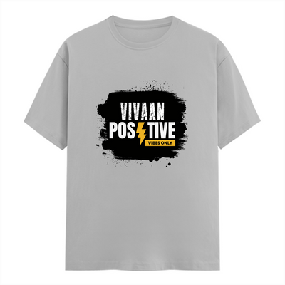 Men's Classic Crew T-Shirt | Regular Fit | 180 GSM Bio-Washed Cotton | DTF Print Ready | Pre-Shrunk, Durable | Personalized | DTF | Bold | Positivity | Motivation | Everyday | Energetic | Positive Vibes Only - front - Grey Melange - mockup 1