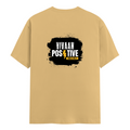Men's Classic Crew T-Shirt | Regular Fit | 180 GSM Bio-Washed Cotton | DTF Print Ready | Pre-Shrunk, Durable | Personalized | DTF | Bold | Positivity | Motivation | Everyday | Energetic | Positive Vibes Only - back - Beige - mockup 2