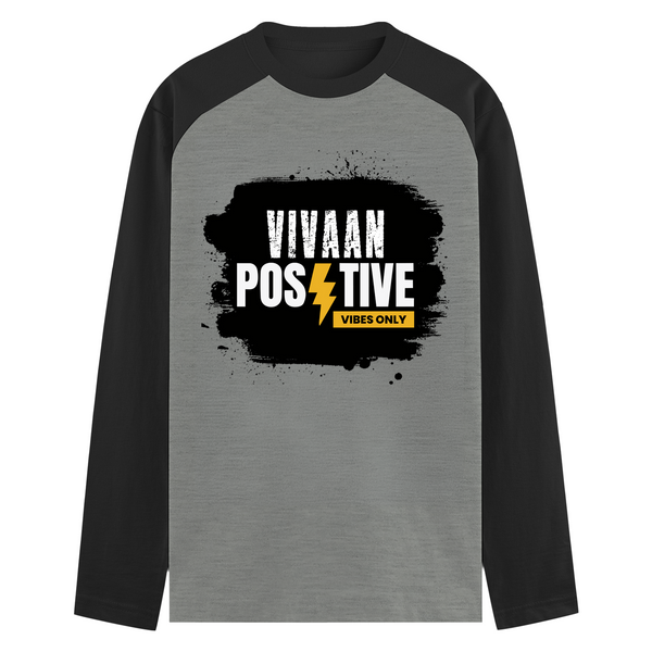 Male Raglan T-Shirt | Regular Fit Men's | 180 GSM Bio-Washed Cotton | DTF Print | Double Stitched Seams | Personalized | DTF | Bold | Positivity | Motivation | Everyday | Energetic | Positive Vibes Only