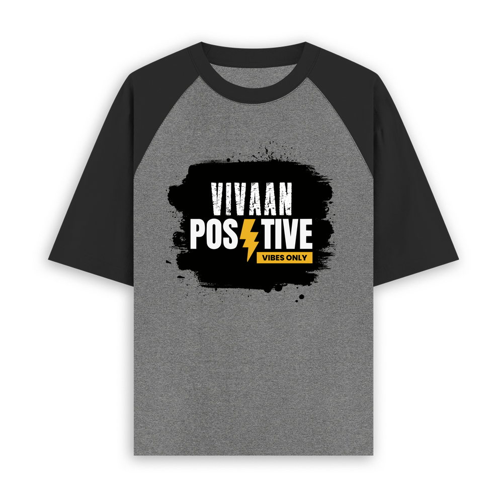 Unisex Oversized Raglan (Dtg) | Personalized | DTG | Bold | Positivity | Motivation | Everyday | Energetic | Positive Vibes Only - front - mockup 1