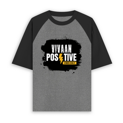 Unisex Oversized Raglan T-Shirt | 180 GSM Bio-Washed Cotton | DTF Print Ready | Relaxed Fit | Adults | Personalized | DTF | Bold | Positivity | Motivation | Everyday | Energetic | Positive Vibes Only - front - mockup 1