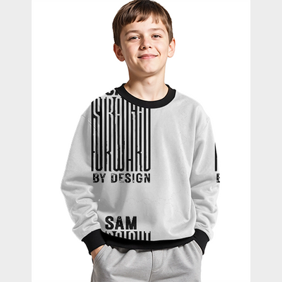 Kids AOP Sweatshirt | Unisex Kids | Polyester Fleece | All-Over Print, Durable, Warm | Personalized | Bold | Design | Identity | Everyday | Confident - front - White - mockup 1
