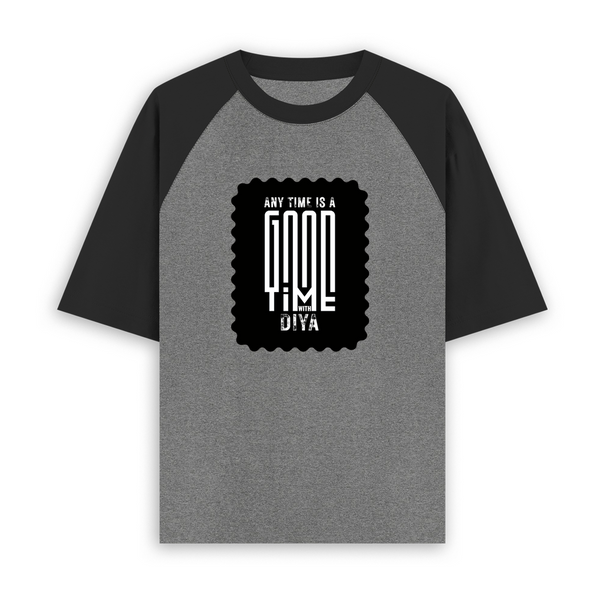 Unisex Oversized Raglan T-Shirt | Oversized Fit | 180 GSM Bio-Washed Cotton DTF Print | Two-Tone Sleeves, Pre-Shrunk | Unisex Adults | Personalized | DTF | Bold | Friendship | Good Times | Everyday | Joyful