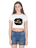 Female Crop Top | Women's Regular Fit | 180 GSM Bio-Washed Cotton Blend | DTF Print Ready, Double Stitched, Pre-Shrunk | Personalized | DTF | Grunge | Positive Affirmations | Motivational Slogans | Everyday | Uplifting | Positive Vibes Only - front - White - mockup 1