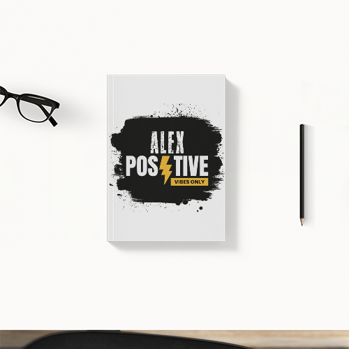 Daily Planner | 3-Month Undated | Soft-Bound | 204 Pages with Dotted Notes | Unisex | Personalized | Typography | Positivity | Energy | Everyday | Uplifting | Positive Vibes Only - front - White - mockup 1