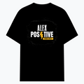 Cotton Stretch T-Shirt | Unisex Fit | 95% Cotton 5% Spandex | DTF Print | Stretchable & Breathable | Personalized | DTF | Typography | Positivity | Energy | Everyday | Uplifting | Positive Vibes Only - front - Black - mockup 1