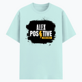 Cotton Stretch T-Shirt | Unisex Fit | 95% Cotton 5% Spandex | DTF Print | Stretchable & Breathable | Personalized | DTF | Typography | Positivity | Energy | Everyday | Uplifting | Positive Vibes Only - front - Mint - mockup 1