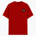 Basic T-Shirt | Unisex XS-2XL | Poly-Cotton Blend | Soft Finish, Durable Stitching | For Him, For Her | Personalized | DTF | Typography | Positivity | Energy | Everyday | Uplifting | Positive Vibes Only - left pocket - Red - mockup 3