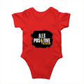 Baby Rompers | 0-12 Months | 180 GSM Bio-Washed Cotton | Soft, Durable, Pre-Shrunk | Unisex Baby | Personalized | DTF | Typography | Positivity | Energy | Everyday | Uplifting | Positive Vibes Only - back - Red - mockup 2