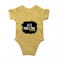Baby Rompers | 0-12 Months | 180 GSM Bio-Washed Cotton | Soft, Durable, Pre-Shrunk | Unisex Baby | Personalized | DTF | Typography | Positivity | Energy | Everyday | Uplifting | Positive Vibes Only - back - Yellow - mockup 2