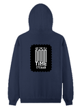 Pullover Hoodie | Unisex Regular Fit | Tri-Layer Cotton Blend DTG | All-Season Comfort & Durable | Adults | Personalized | DTG | Typography | Friendship | Connection | Everyday | Positive | Good Time Anytime - back - Navy Blue - mockup 2