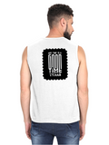 Male Sleeveless T-Shirt | Men's Regular Fit | Bio-Washed Cotton | DTG Printed | Gym & Everyday Comfort | Personalized | DTG | Typography | Friendship | Connection | Everyday | Positive | Good Time Anytime - back - White - mockup 2