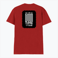 Male V Neck T-Shirt | Men's Regular Fit | 180 GSM Bio-Washed Cotton | DTG Print | Double Stitched Seams | Personalized | DTG | Typography | Friendship | Connection | Everyday | Positive | Good Time Anytime - back - Red - mockup 2