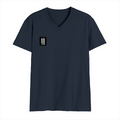 Men's V-Neck T-Shirt | Regular Fit | 180 GSM Bio-Washed Cotton Blend | DTF Print | Durable & Pre-Shrunk | Personalized | DTF | Typography | Friendship | Connection | Everyday | Positive | Good Time Anytime - right pocket - Navy Blue - mockup 4