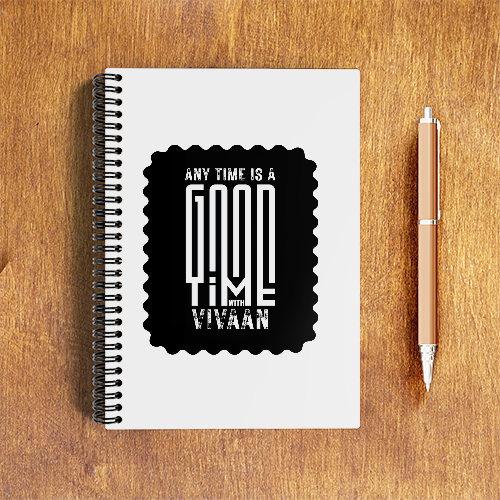 Notepad | A5 Size | 70 GSM Paper & 300 GSM Cover | 120 Pages, Wire Bound, Ruled/Unruled | Unisex | Personalized | Typography | Friendship | Connection | Everyday | Positive | Good Time Anytime - front - White - mockup 1