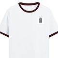 Ringer T-shirt | Unisex Fit | 100% Cotton | DTF Print | Bio Washed & Pre Shrunk | Adults | Personalized | DTF | Typography | Design | Identity | Everyday | Confident | Straight By Design - left pocket - Maroon off white - mockup 3