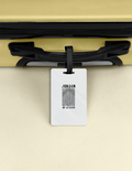 Luggage Tag | Travel Accessory | Acrylic UV Printed | Double-Sided, Secure Strap, Durable | Unisex | Personalized | Typography | Design | Identity | Everyday | Confident | Straight By Design - front - White - mockup 1