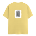 Male Classic Crew T-Shirt | Men's Regular Fit | 180 GSM Bio-Washed Cotton | DTF Print | Pre-Shrunk & Durable | Personalized | DTF | Typography | Design | Identity | Everyday | Confident | Straight By Design - back - Yellow - mockup 2
