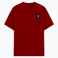 Cotton Stretch T-Shirt | Unisex Fit | 95% Cotton, 5% Spandex | Breathable, Flexible | Adults | Personalized | DTG | Typography | Self-belief | Confident | Keep It Calm - left pocket - Red - mockup 3