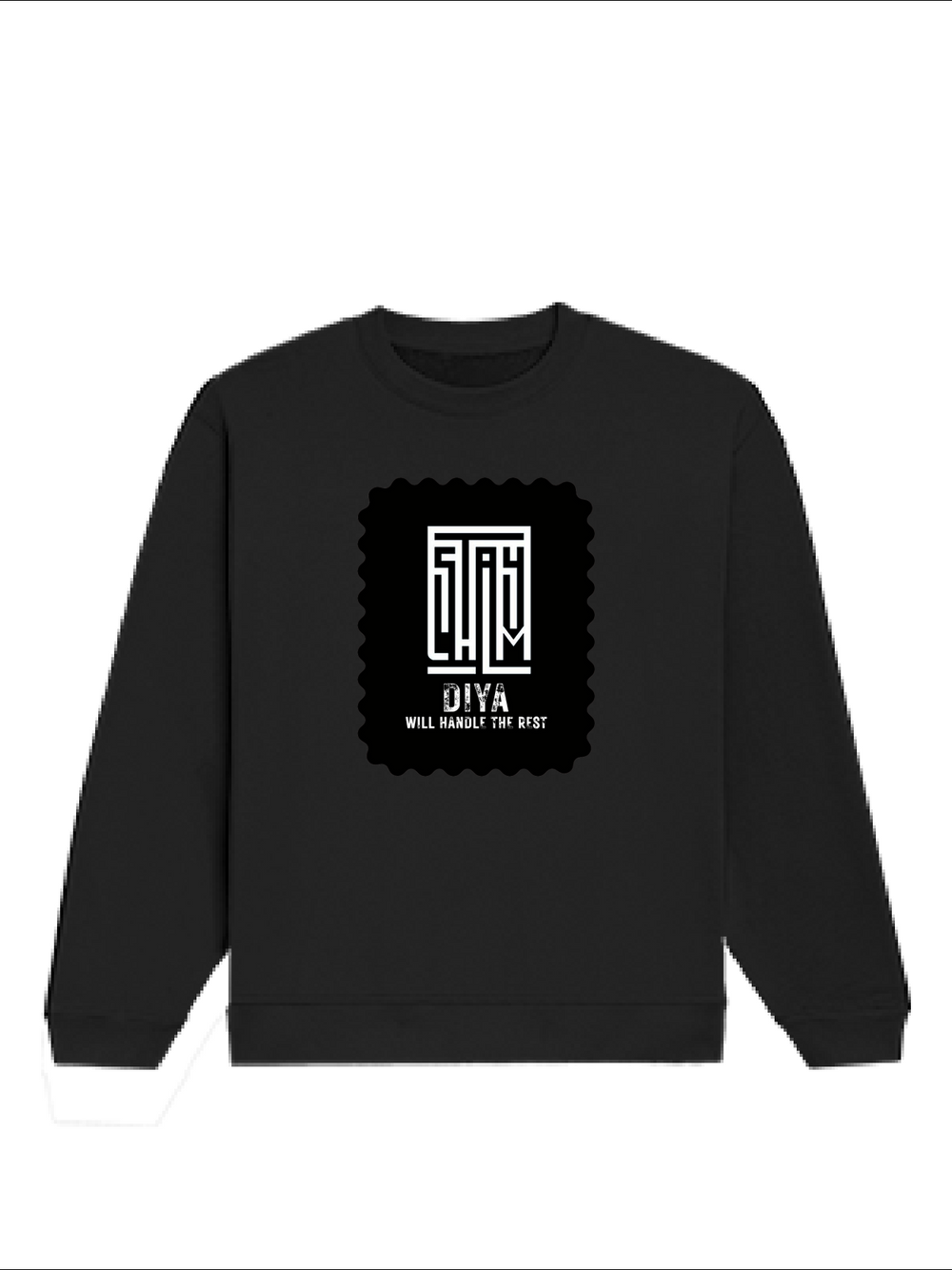 Oversized Sweatshirt | Relaxed Fit Unisex | 400 GSM Cotton Blend | DTG Printed | Pre-Shrunk Drop Shoulder | Personalized | DTG | Typography | Self-belief | Confident | Keep It Calm - front - Black - mockup 1