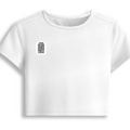 Female Baby Tee | Women's Fitted Cropped T-Shirt | Cotton Spandex Blend | Soft & Stretchy | Adult | Personalized | DTF | Typography | Trust | Friendship | Secure | Your Secrets Are Safe - right pocket - White - mockup 4