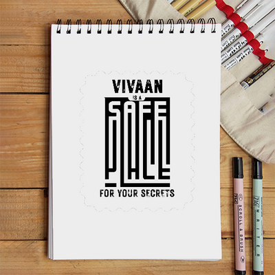 Sketchbook | A5 | 140 GSM Inner Paper, 300 GSM Cover | Spiral Bound | Portable & Durable | Unisex | Personalized | Typography | Trust | Friendship | Secure | Your Secrets Are Safe - front - White - mockup 1