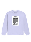 Oversized Sweatshirt | Relaxed Fit Unisex | 400 GSM Cotton Blend | DTG Printed | Pre-Shrunk Drop Shoulder | Personalized | DTG | Typography | Trust | Friendship | Secure | Your Secrets Are Safe - front - Lavender - mockup 1