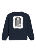 Oversized Sweatshirt | Relaxed Fit Unisex | 400 GSM Cotton Blend | DTG Printed | Pre-Shrunk Drop Shoulder | Personalized | DTG | Typography | Trust | Friendship | Secure | Your Secrets Are Safe - back - Navy Blue - mockup 2
