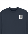 Oversized Sweatshirt | Relaxed Fit Unisex | 400 GSM Cotton Blend | DTG Printed | Pre-Shrunk Drop Shoulder | Personalized | DTG | Typography | Trust | Friendship | Secure | Your Secrets Are Safe - left pocket - Navy Blue - mockup 3