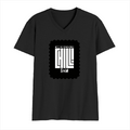 Men's V-Neck T-Shirt | Regular Fit | 180 GSM Bio-Washed Cotton Blend | DTF Print | Durable & Pre-Shrunk | Personalized | DTF | Typography | Self-expression | Everyday | Confident | Effortlessly Chill - front - Black - mockup 1
