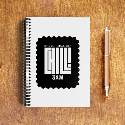 Notepad | A5 Size | 70 GSM Paper & 300 GSM Cover | 120 Pages, Wire Bound, Ruled/Unruled | Unisex | Personalized | Typography | Self-expression | Everyday | Confident | Effortlessly Chill - front - White - mockup 1