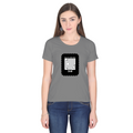 Female Classic Crew T-Shirt | Women's Regular Fit | 180 GSM Bio-Washed Cotton | Pre-Shrunk, Double Stitched | DTF Print | Personalized | DTF | Typography | Self-expression | Everyday | Confident | Effortlessly Chill - front - Charcoal Melange - mockup 1
