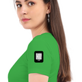 Female Classic Crew T-Shirt | Women's Regular Fit | 180 GSM Bio-Washed Cotton | Pre-Shrunk, Double Stitched | DTF Print | Personalized | DTF | Typography | Self-expression | Everyday | Confident | Effortlessly Chill - left sleeve - Flag Green - mockup 5