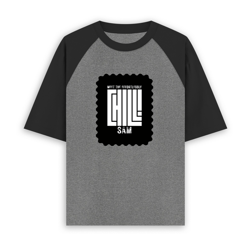 Unisex Oversized Raglan T-Shirt | Oversized Fit | 100% Bio-Washed Cotton | DTF Print Ready | Two-Tone Design | Rib Neck | Unisex Adult | Personalized | DTF | Typography | Self-expression | Everyday | Confident | Effortlessly Chill - front - mockup 1