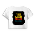 Female Baby Tee | Cropped Fit for Women | Cotton Spandex DTG T-Shirt | Pre-Shrunk & Breathable | Personalized | DTG | Typography | Self-improvement | Everyday | Positive | Makes Today Great - back - White - mockup 2