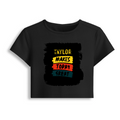 Female Baby Tee | Women's Fitted Cropped T-Shirt | Cotton Spandex Blend | Soft & Stretchy | Adult | Personalized | DTF | Typography | Self-improvement | Everyday | Positive | Makes Today Great - front - Black - mockup 1
