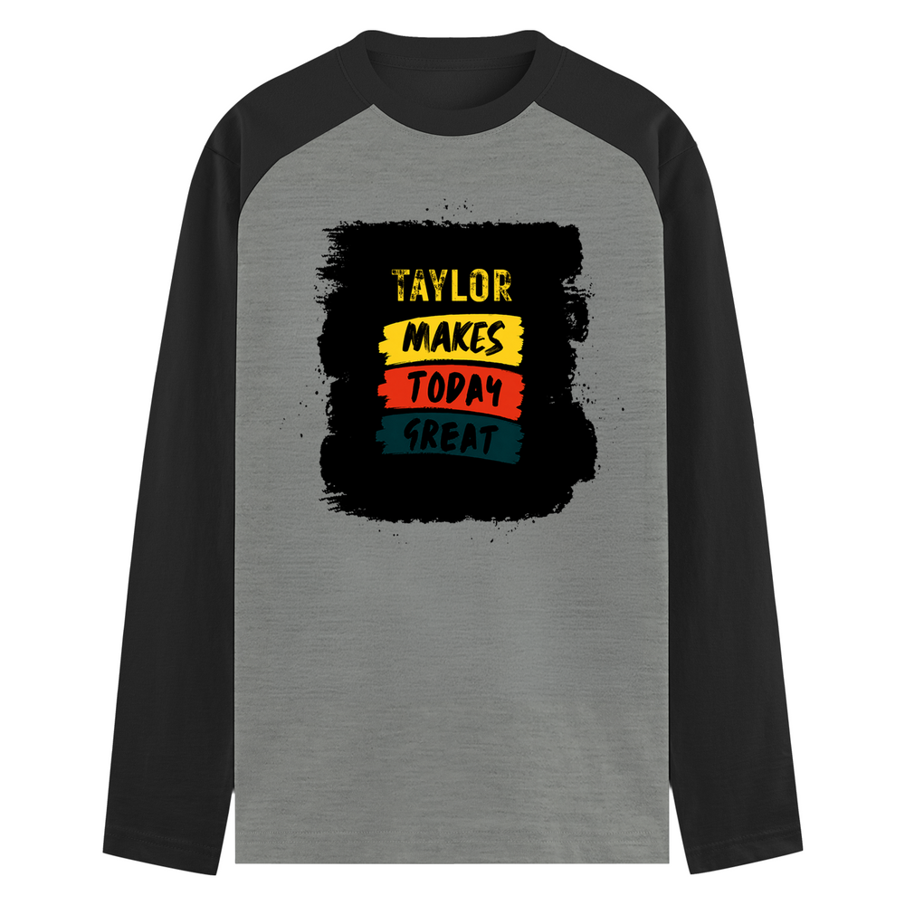 Male Raglan T-Shirt | Men's Regular Fit | 180 GSM Bio-Washed Cotton | DTG Print | Pre-Shrunk, Durable | Personalized | DTG | Typography | Self-improvement | Everyday | Positive | Makes Today Great - front - mockup 1