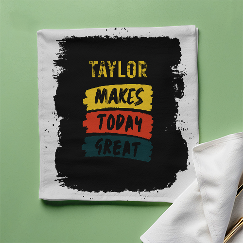 Cloth Napkin | Dining & Kitchen | 100% Polyester | Soft, Durable, Hemmed | Unisex | Personalized | Typography | Self-improvement | Everyday | Positive | Makes Today Great - front - White - mockup 1