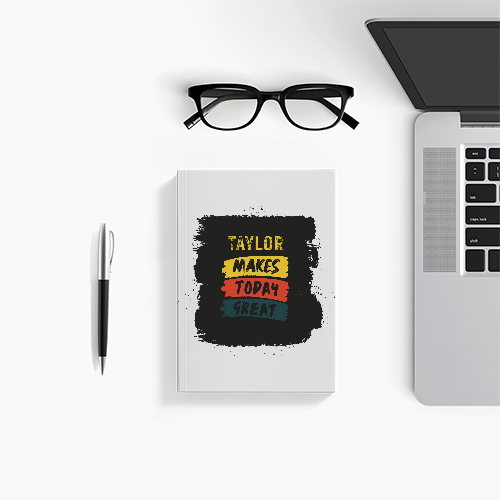 Notebook | A5 Size | 300 GSM Digital Print Cover, 70 GSM Eco-Friendly Pages | Ruled/Unruled, Soft Bound | Unisex | Personalized | Typography | Self-improvement | Everyday | Positive | Makes Today Great - front - White - mockup 1