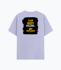 Cotton Stretch T-Shirt | Unisex Fit | 95% Cotton, 5% Spandex | Breathable, Flexible | Adults | Personalized | DTG | Typography | Productivity | Ambition | Everyday | Empowering | Busy Building, Not Complaining - back - Lavender - mockup 2