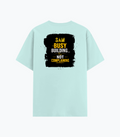 Cotton Stretch T-Shirt | Unisex Fit | 95% Cotton, 5% Spandex | Breathable, Flexible | Adults | Personalized | DTG | Typography | Productivity | Ambition | Everyday | Empowering | Busy Building, Not Complaining - back - Mint - mockup 2