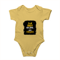 Baby Rompers | 0-12 Months | 180 GSM Bio-Washed Cotton | Soft, Durable, Pre-Shrunk | Unisex Baby | Personalized | DTF | Typography | Productivity | Ambition | Everyday | Empowering | Busy Building, Not Complaining - front - Yellow - mockup 1